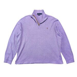 Polo Ralph Lauren Purple Estate Ribbed Pullon Quarter Zip Sweater - XL